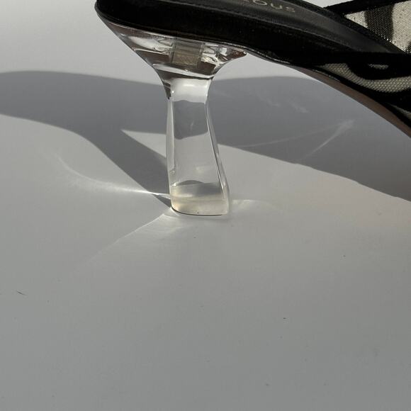 Neous Electra 65mm Mules Slides Heels Black Velvet Cream Mesh Clear Heel 36.5 - Picture 8 of 16